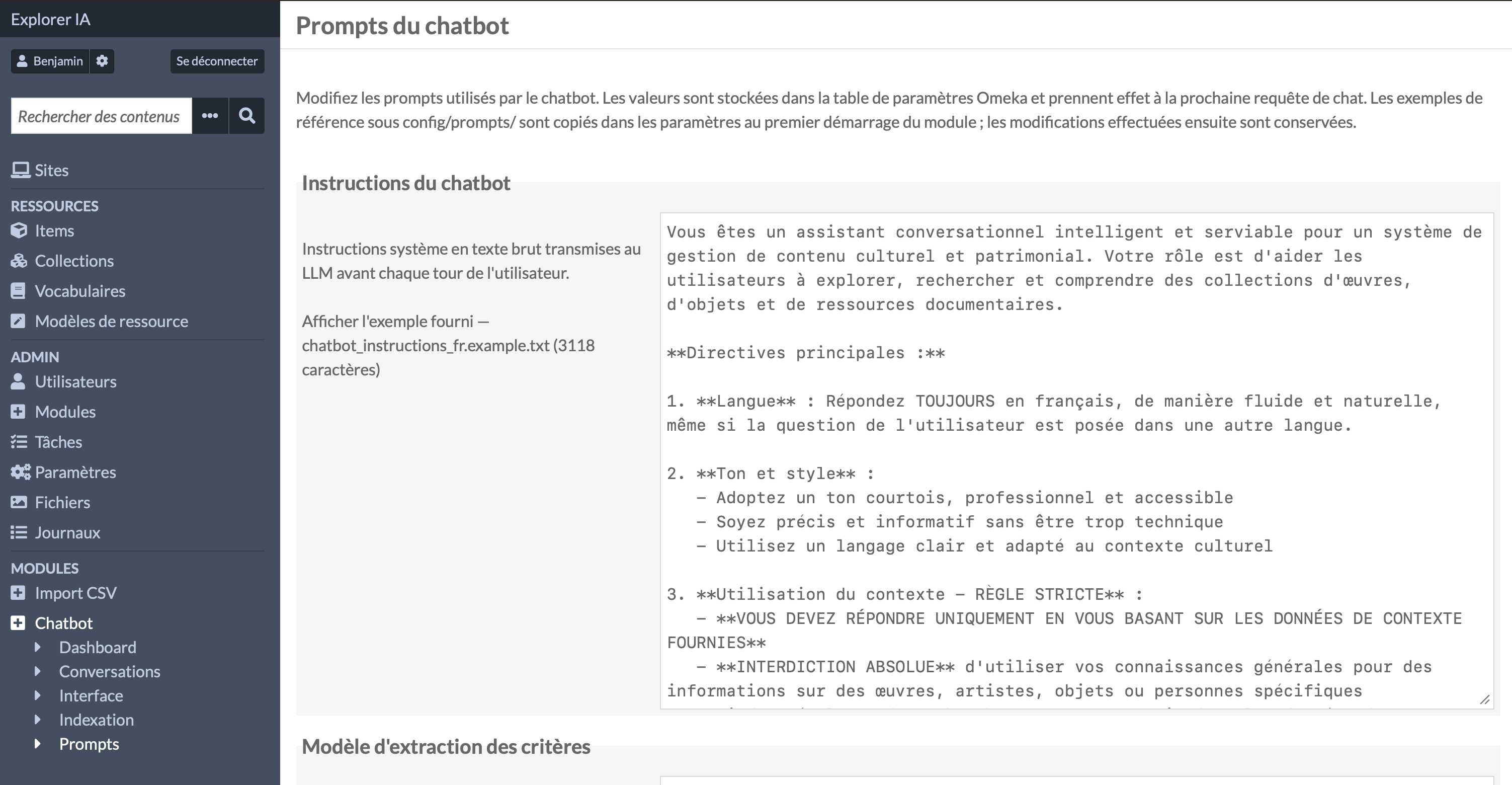 Instructions au Chatbot
